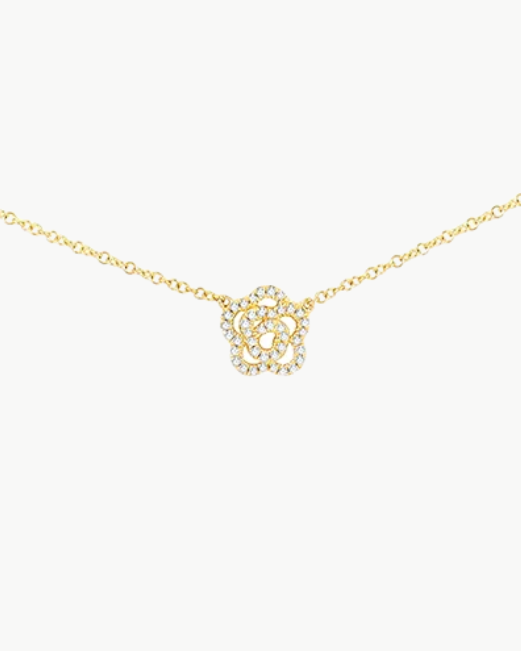 DIAMOND ROSE NECKLACE IN 14K YELLOW GOLD - Romi Boutique