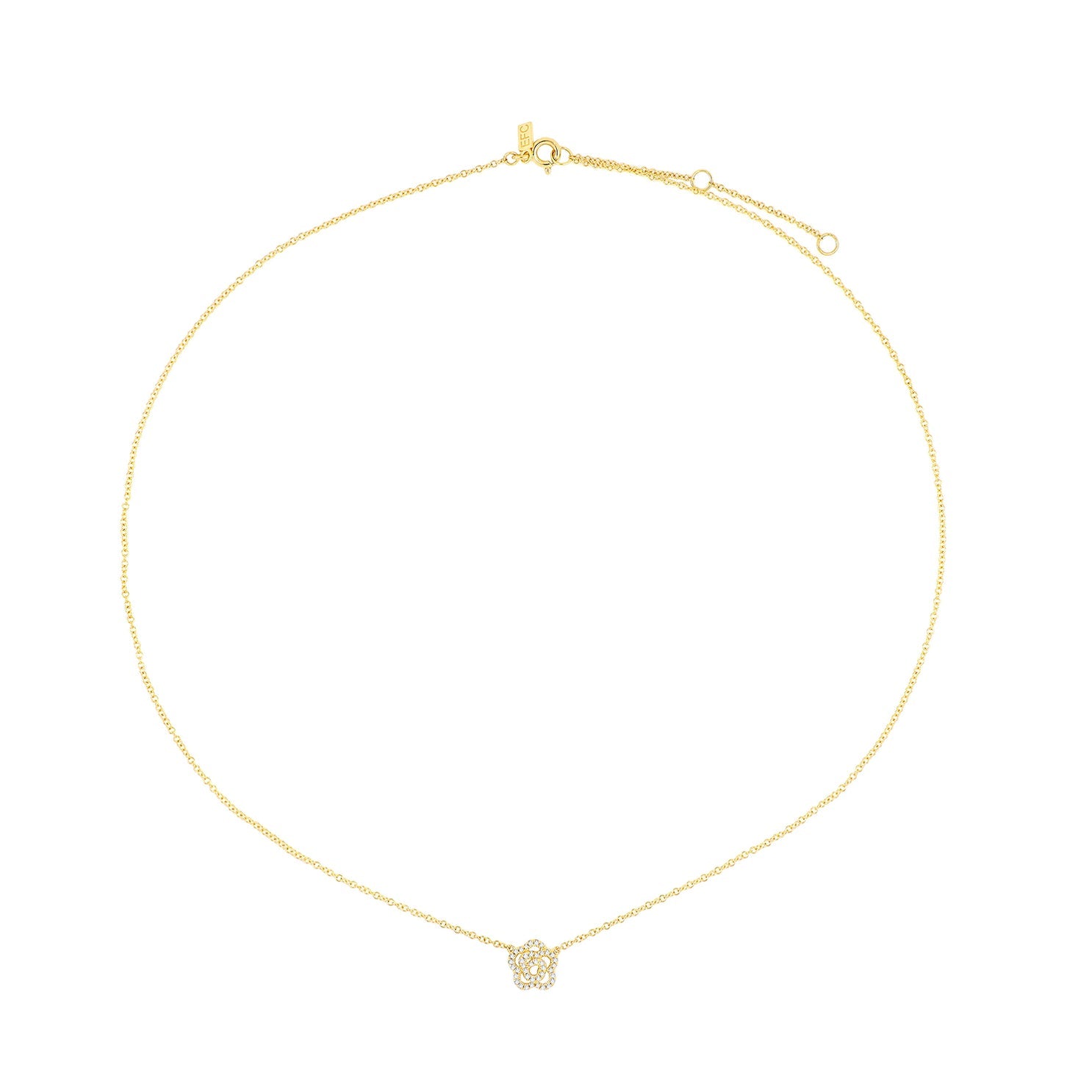 DIAMOND ROSE NECKLACE IN 14K YELLOW GOLD - Romi Boutique