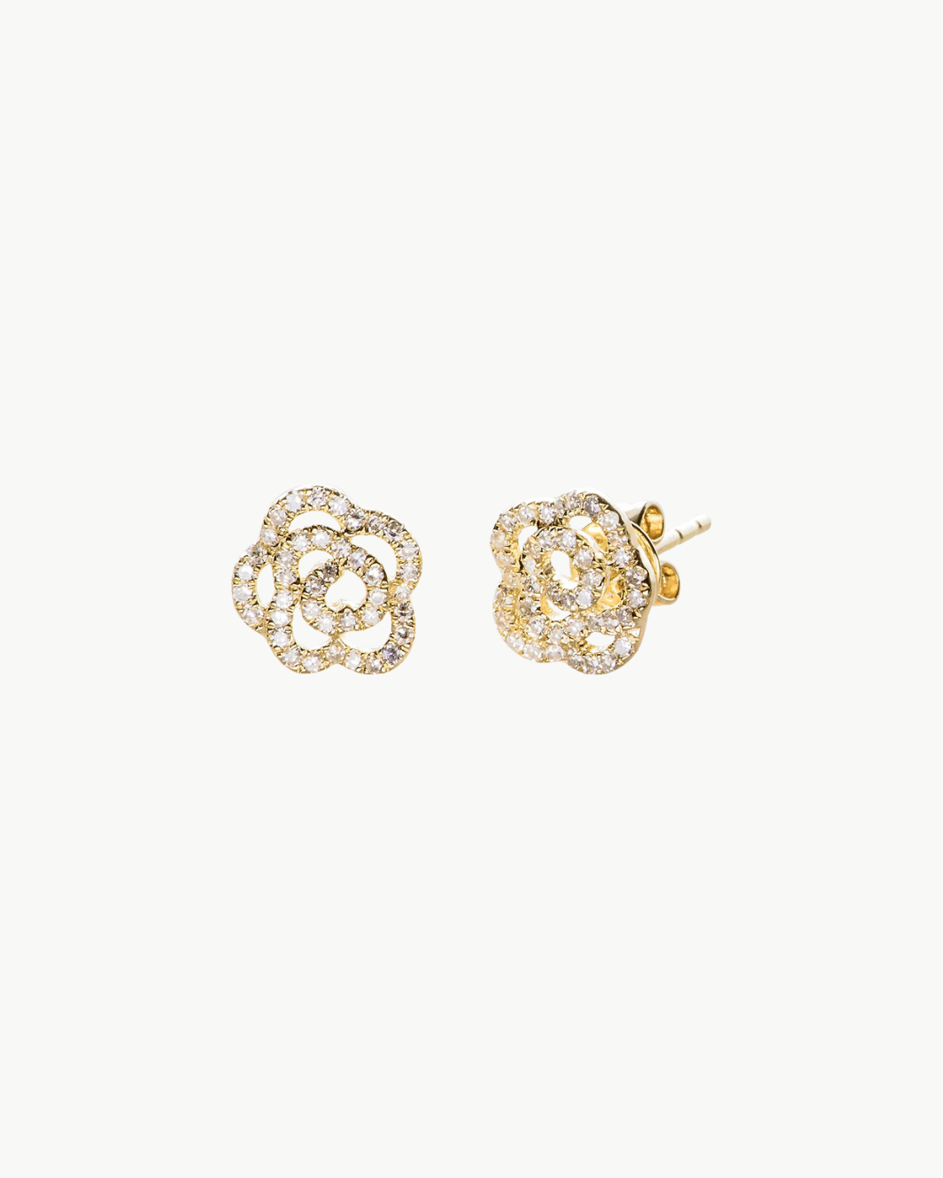 DIAMOND ROSE STUD EARRING IN 14K GOLD by EF Collection - Romi Boutique