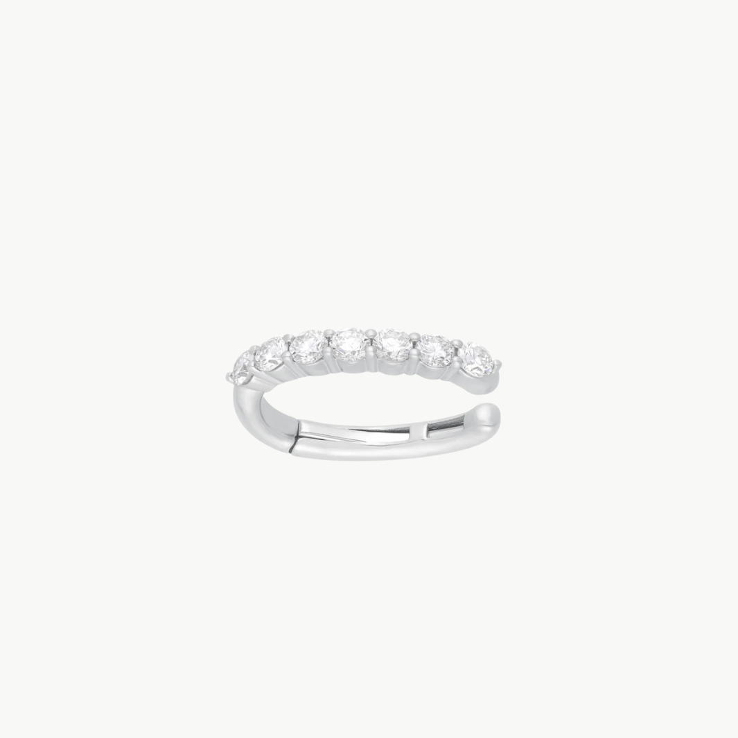 JUMBO PRONG SET DIAMOND EAR CUFF IN 14K WHITE GOLD - Romi Boutique
