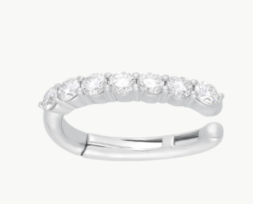 JUMBO PRONG SET DIAMOND EAR CUFF IN 14K WHITE GOLD - Romi Boutique