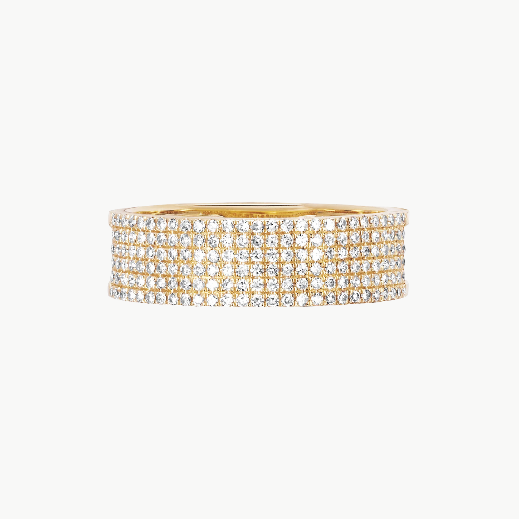 DIAMOND CIGAR BAND RING IN 14K YELLOW GOLD by EF Collection - Romi Boutique