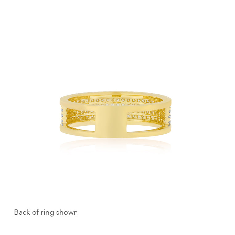 DIAMOND CIGAR BAND RING IN 14K YELLOW GOLD by EF Collection - Romi Boutique