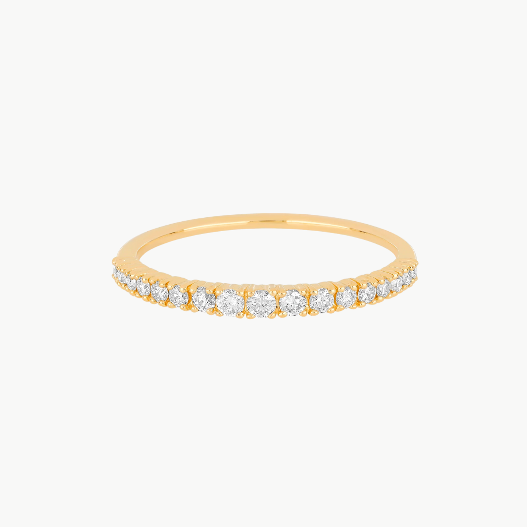 FULL CUT DIAMOND ARC RING IN 14K YELLOW GOLD - Romi Boutique