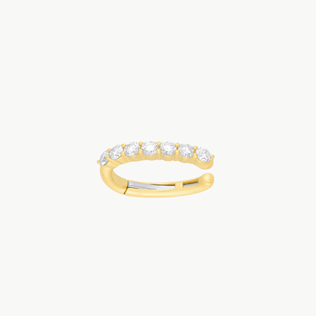 JUMBO PRONG SET DIAMOND EAR CUFF IN 14K YELLOW GOLD - Romi Boutique