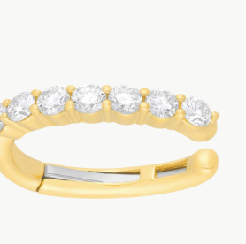JUMBO PRONG SET DIAMOND EAR CUFF IN 14K YELLOW GOLD - Romi Boutique