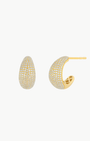 PAVE DIAMOND JUMBO DOME HUGGIE EARRINGS IN 14K YELLOW GOLD - Romi Boutique