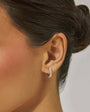 PRONG SET DIAMOND BAGUETTE HOOP EARRINGS IN 14K YELLOW GOLD by EF Collection - Romi Boutique