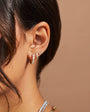 PRONG SET DIAMOND BAGUETTE HOOP EARRINGS IN 14K YELLOW GOLD by EF Collection - Romi Boutique