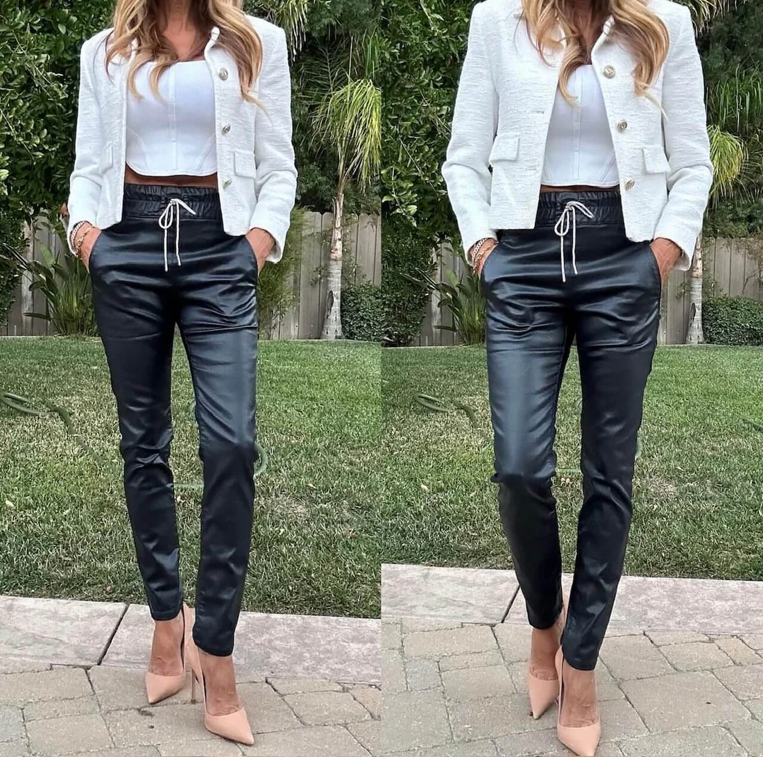 Bevy Flog Loren Vegan Pant with Crystal Tie at Romi Boutique