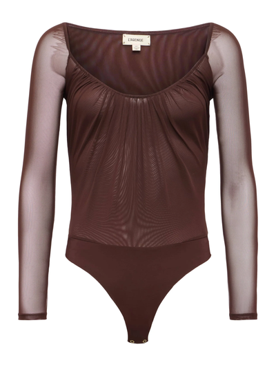 GWENDOLYN MESH BODYSUIT IN CHOCOLATE