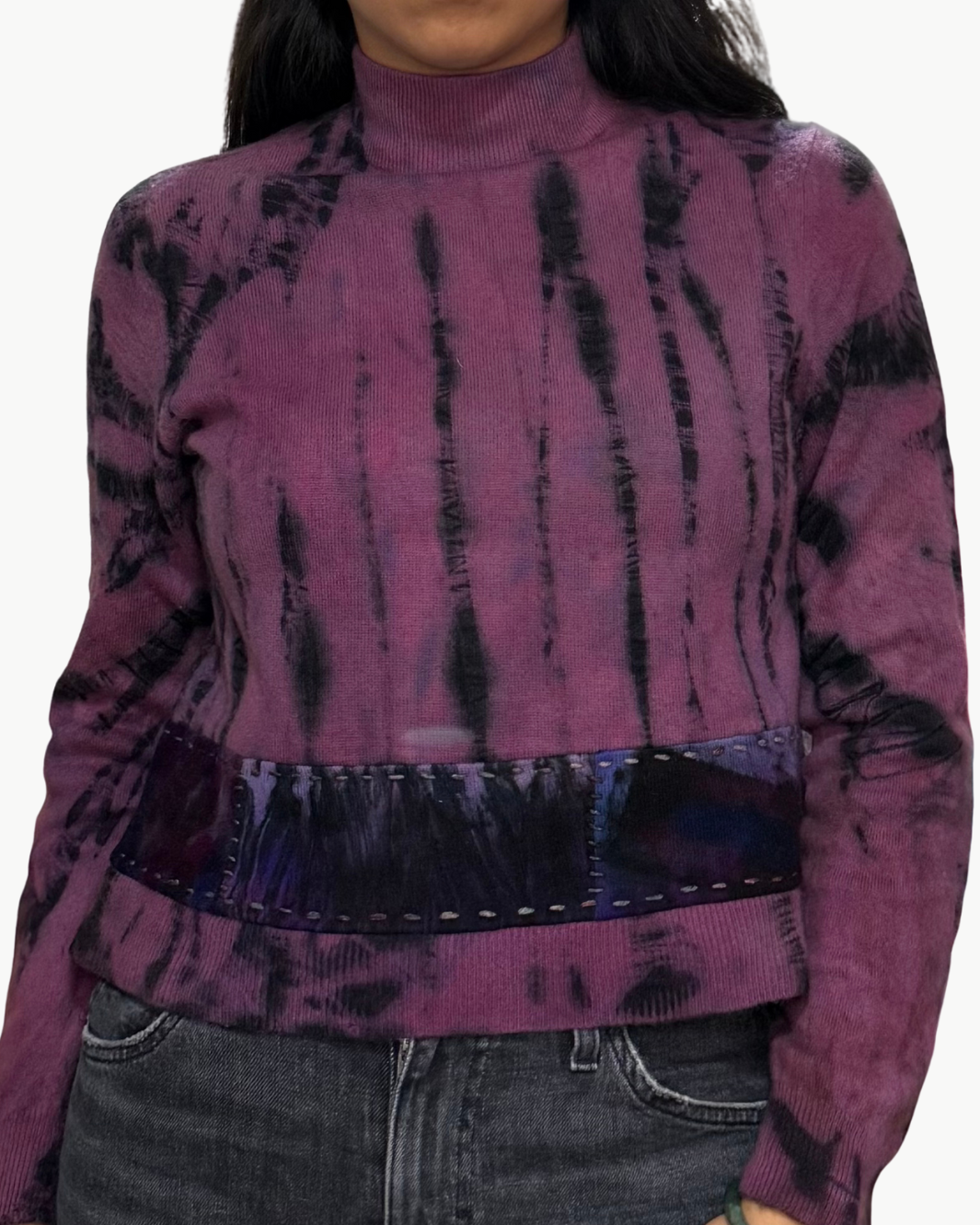 MOCK NECK RELAXED CROP VIGNETTE IN DEEP BLUSH