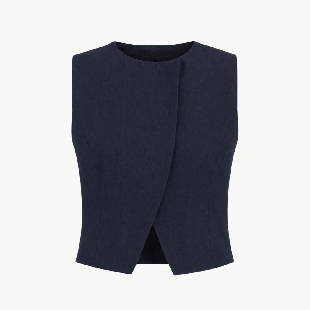TWP High Neck Hidden Placket Vest at Romi Boutique