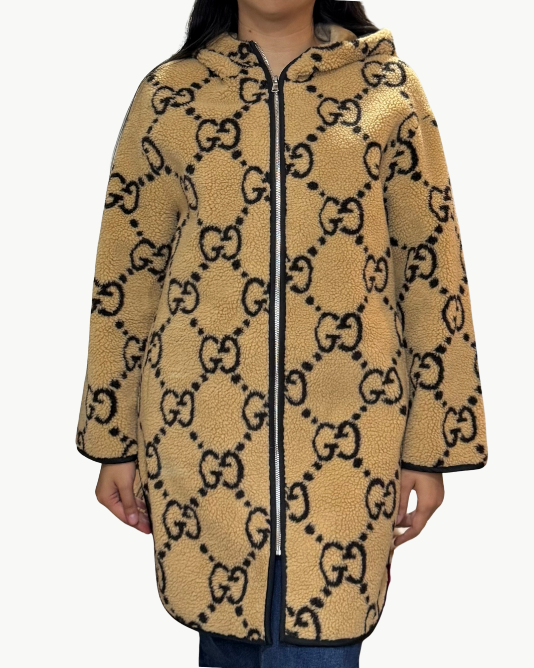 CARIBOU HOODED JACKET IN BEIGE AND CHOCOLATE
