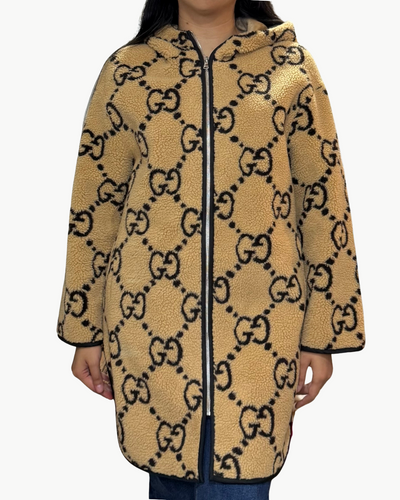 CARIBOU HOODED JACKET IN BEIGE AND CHOCOLATE