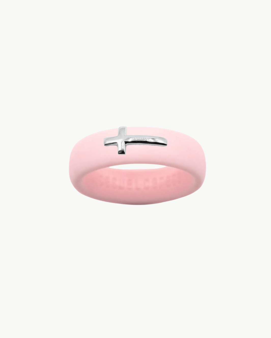 Sterling Silver Sideways Cross Silicone Ring