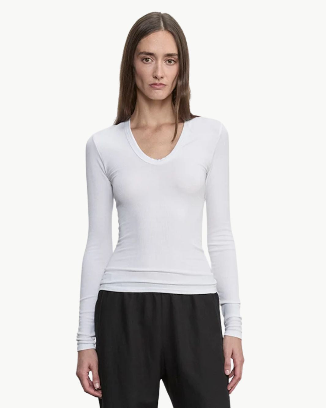 Enza Costa Fluid Silk Rib Essential U Top at Romi Boutique