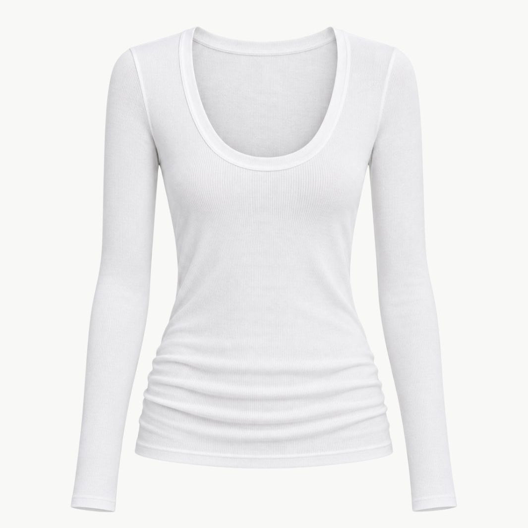 Enza Costa Fluid Silk Rib Essential U Top at Romi Boutique