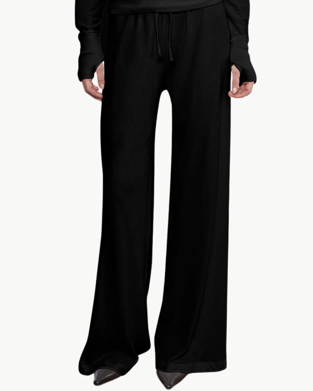 CASHMERE DRAWCORD PANT IN BLACK - Romi Boutique