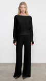 CASHMERE DRAWCORD PANT IN BLACK - Romi Boutique
