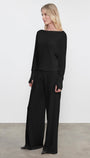 CASHMERE DRAWCORD PANT IN BLACK - Romi Boutique