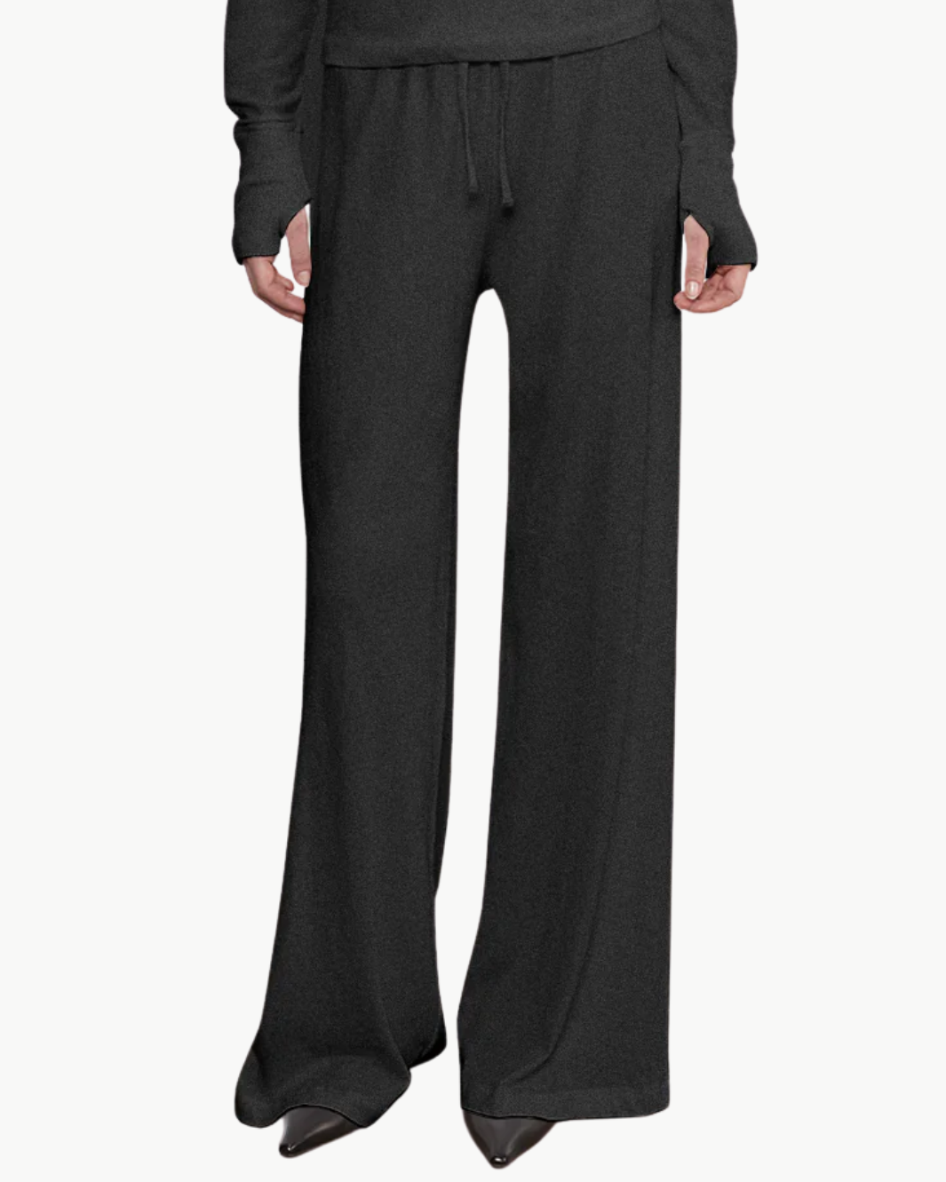 CASHMERE DRAWCORD PANT IN CHARCOAL - Romi Boutique