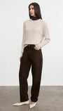 CASHMERE COTTON CABLE KNIT EASY CREW IN PARCHMENT - Romi Boutique