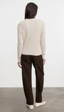 CASHMERE COTTON CABLE KNIT EASY CREW IN PARCHMENT - Romi Boutique