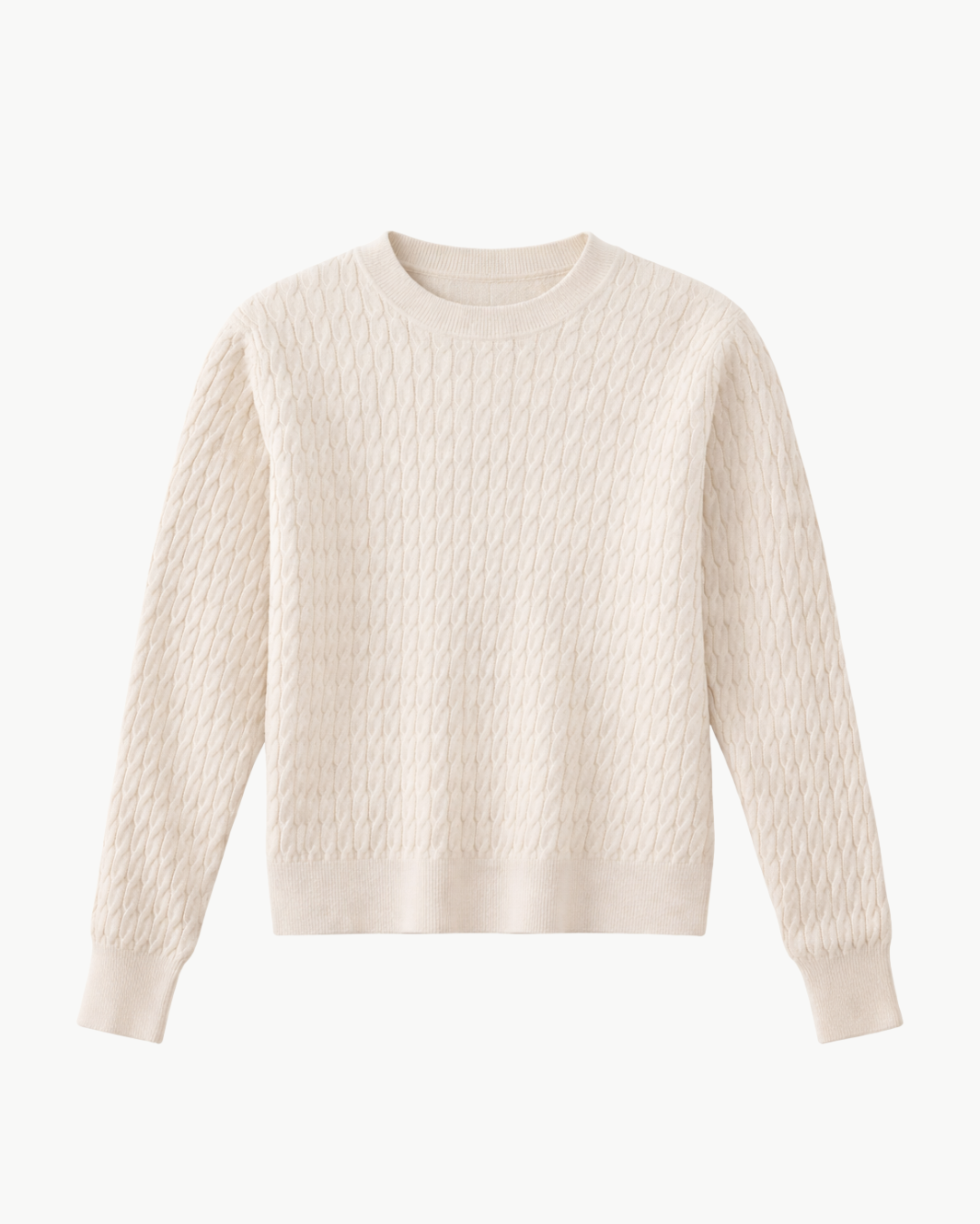 CASHMERE COTTON CABLE KNIT EASY CREW by Enza Costa - Romi Boutique