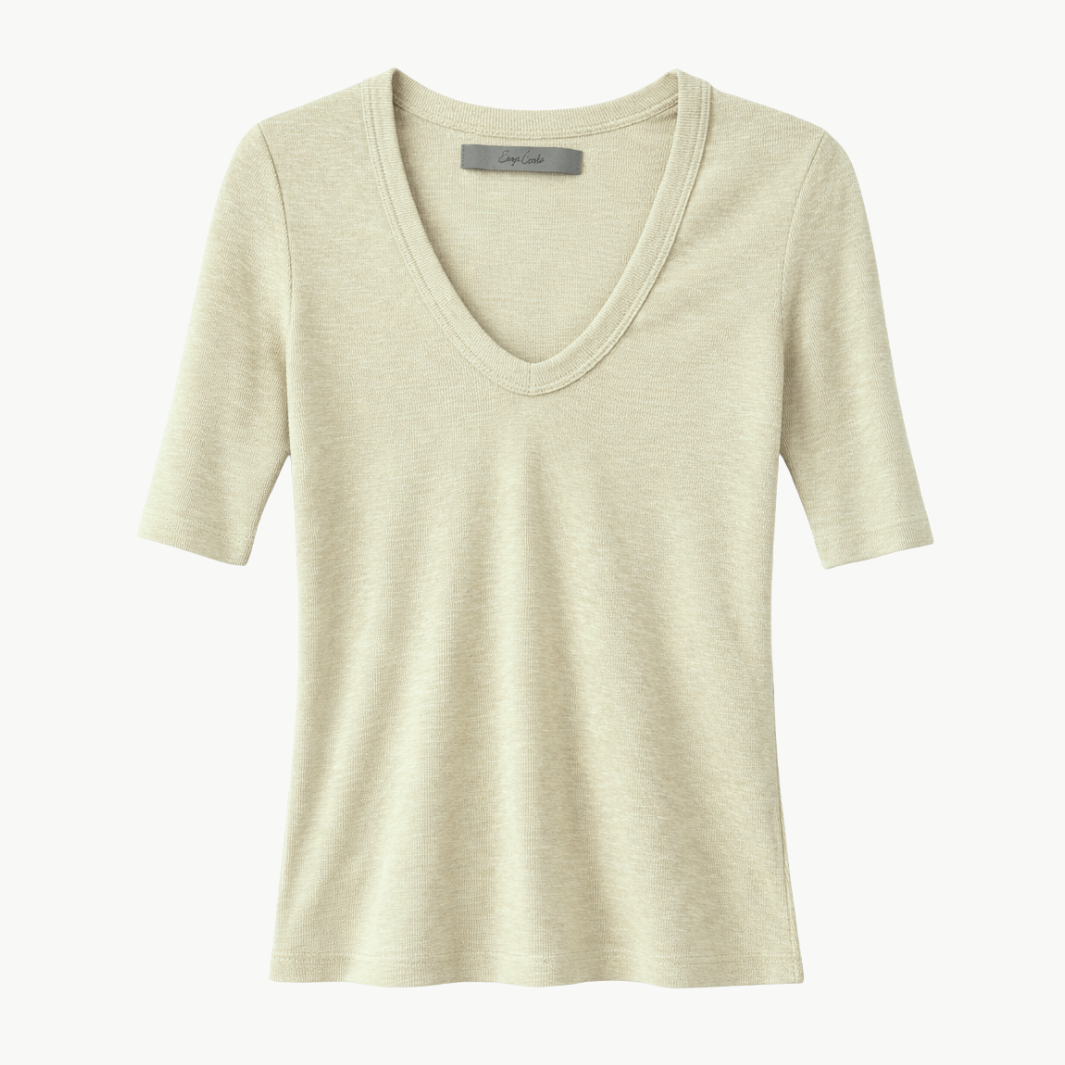 TEXTURED RIB HALF SLEEVE U by Enza Costa - Romi Boutique