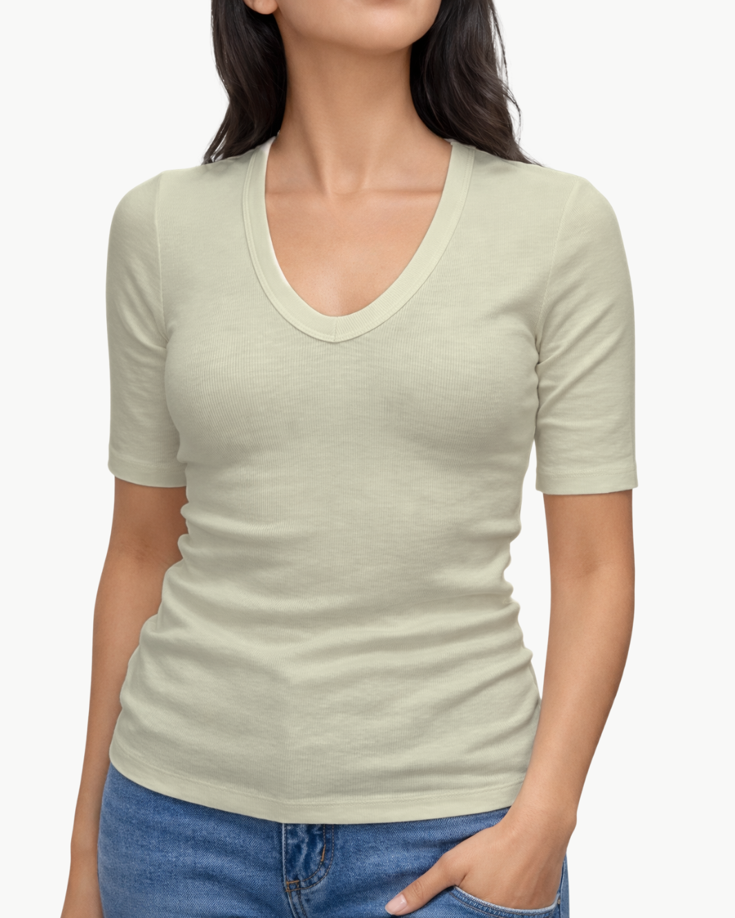 TEXTURED RIB HALF SLEEVE U by Enza Costa - Romi Boutique