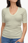 TEXTURED RIB HALF SLEEVE U by Enza Costa - Romi Boutique