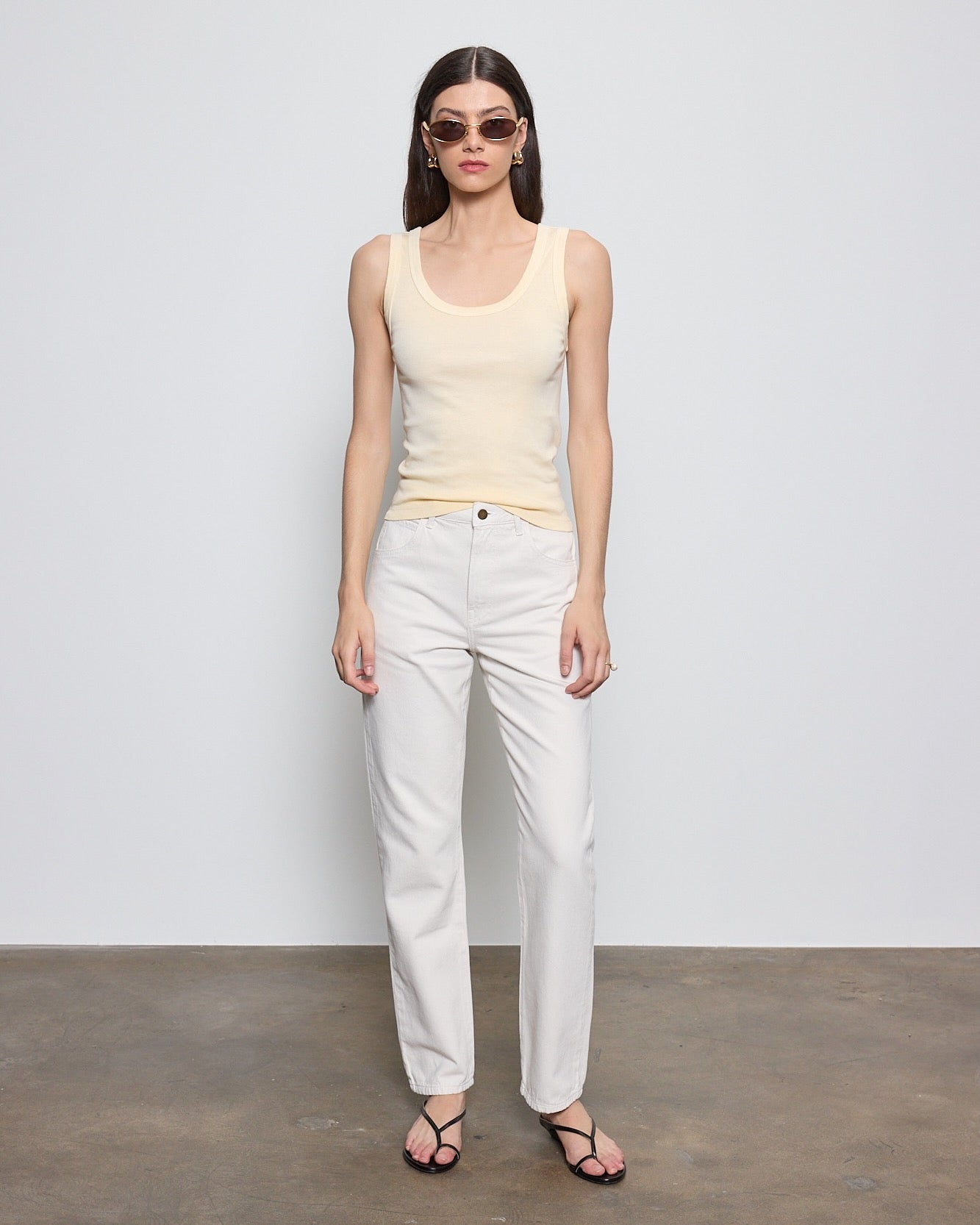 SUPIMA BABY RIB TANK IN FLAN - Romi Boutique