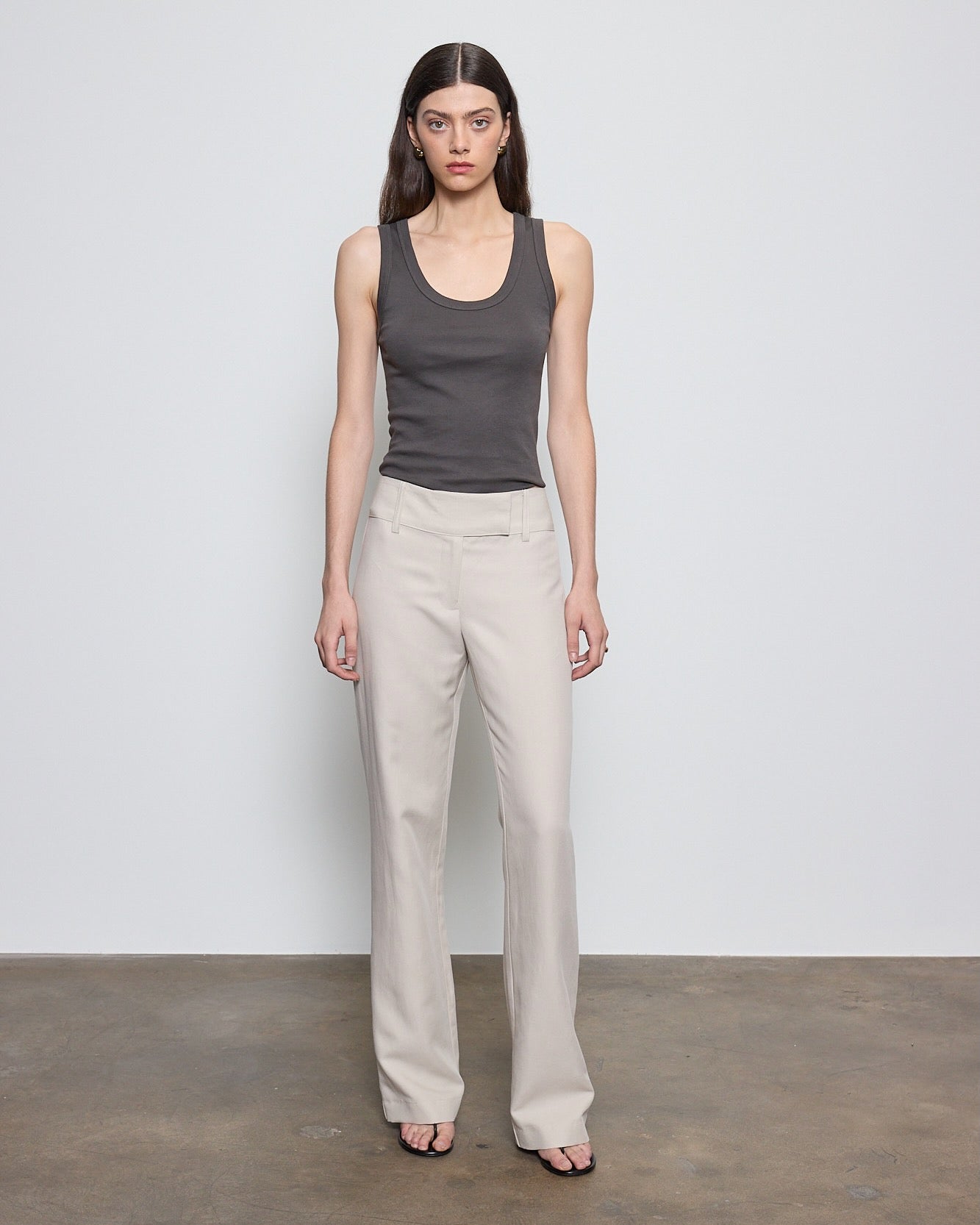 SUPIMA BABY RIB TANK IN SLATE - Romi Boutique