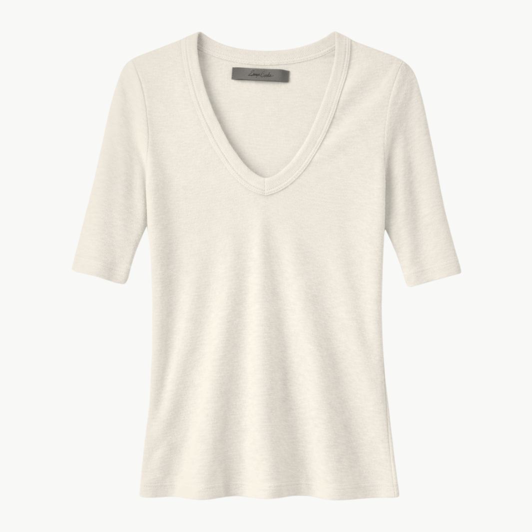 TEXTURED RIB HALF SLEEVE U by Enza Costa - Romi Boutique