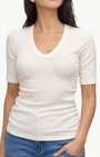 TEXTURED RIB HALF SLEEVE U by Enza Costa - Romi Boutique