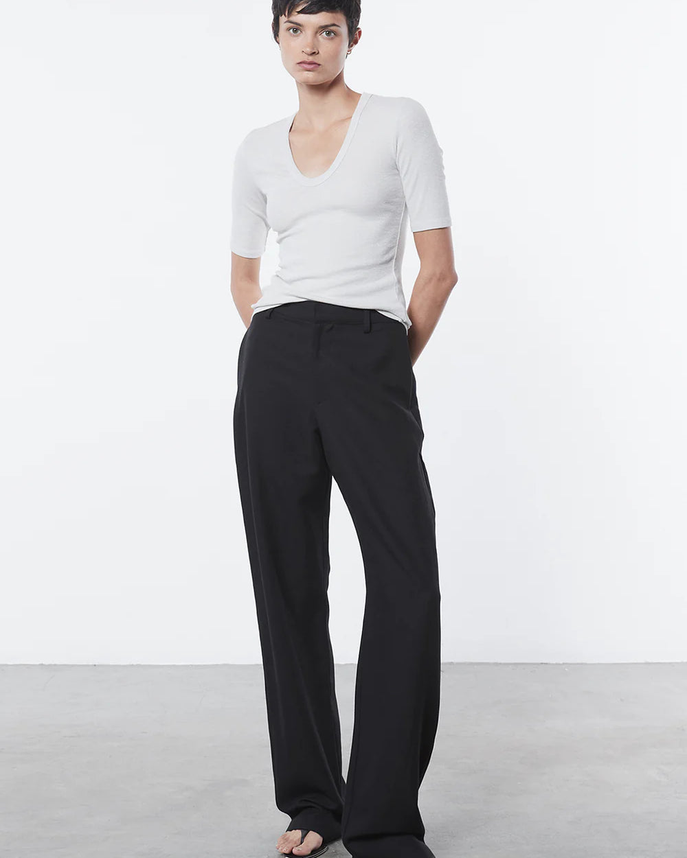 TEXTURED RIB HALF SLEEVE U by Enza Costa - Romi Boutique