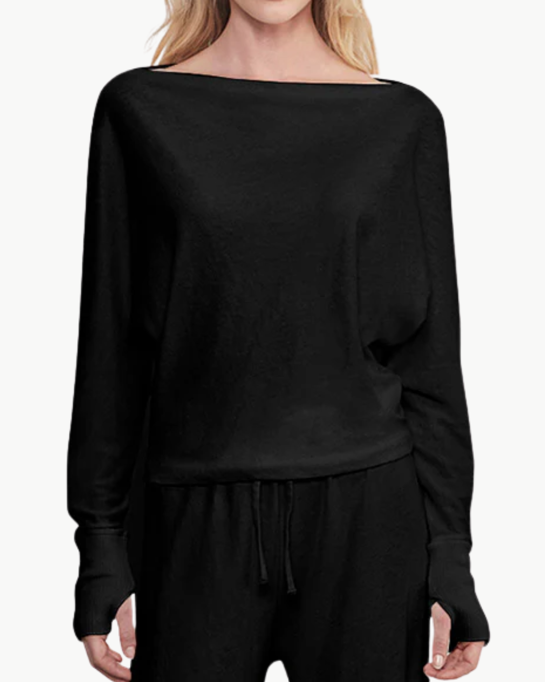 CASHMERE DOLMAN TOP IN BLACK - Romi Boutique