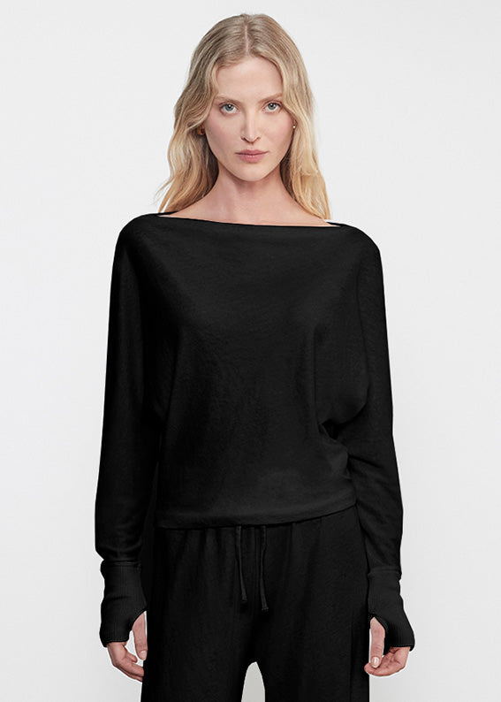 CASHMERE DOLMAN TOP IN BLACK - Romi Boutique