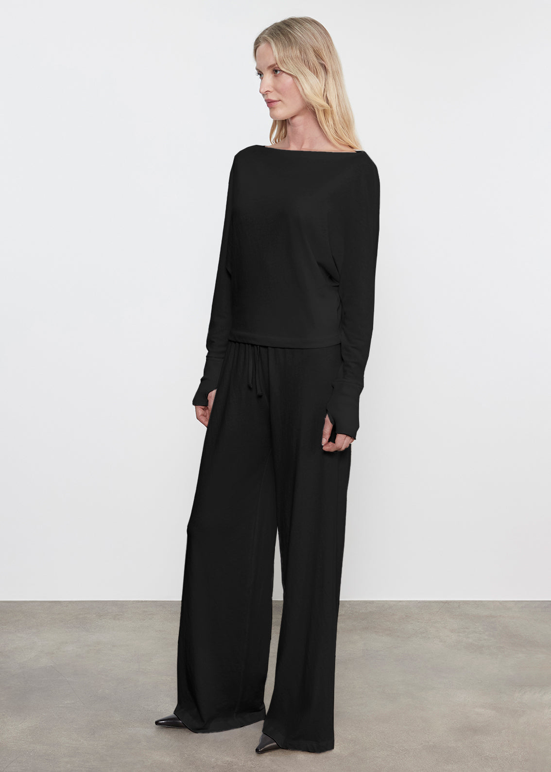 CASHMERE DOLMAN TOP IN BLACK - Romi Boutique