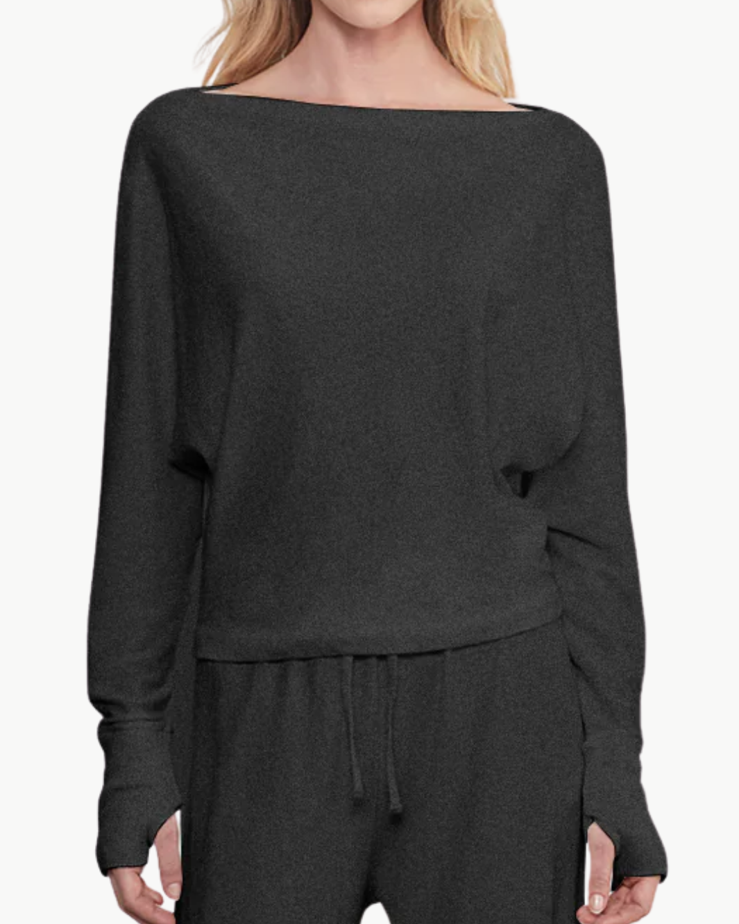 CASHMERE DOLMAN TOP IN CHARCOAL - Romi Boutique