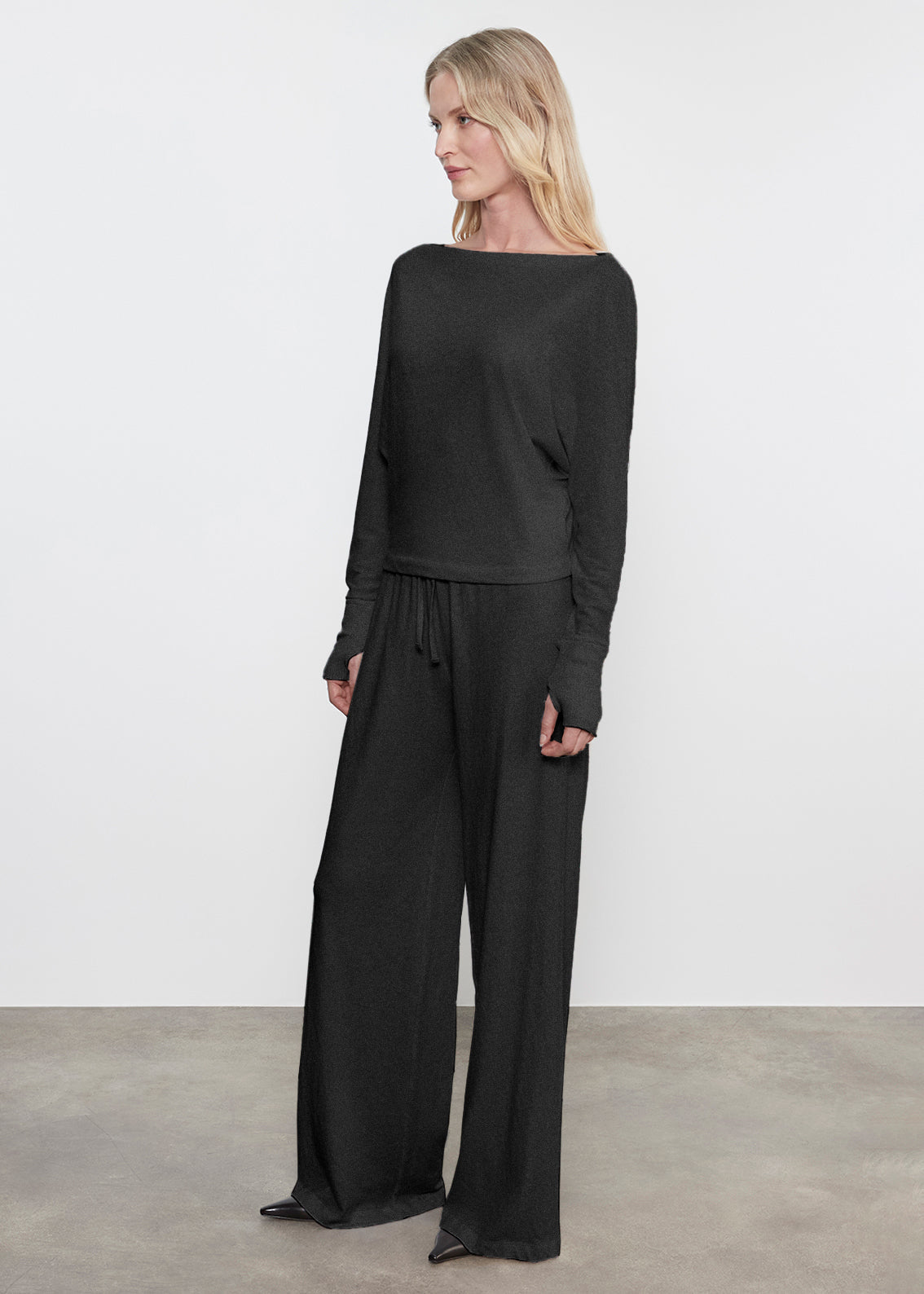 CASHMERE DOLMAN TOP IN CHARCOAL - Romi Boutique