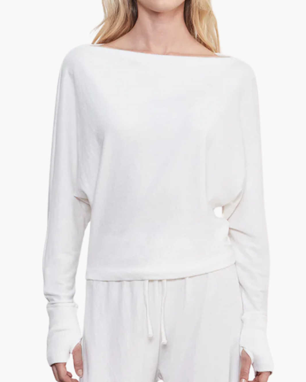 CASHMERE DOLMAN TOP IN WHITE - Romi Boutique