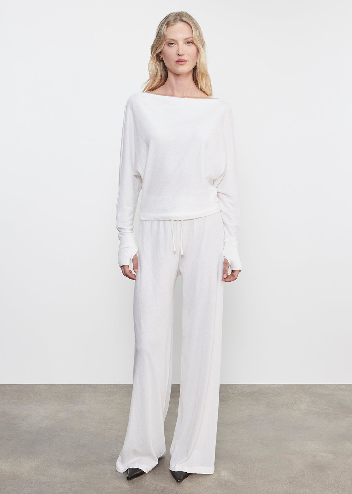 CASHMERE DOLMAN TOP IN WHITE - Romi Boutique