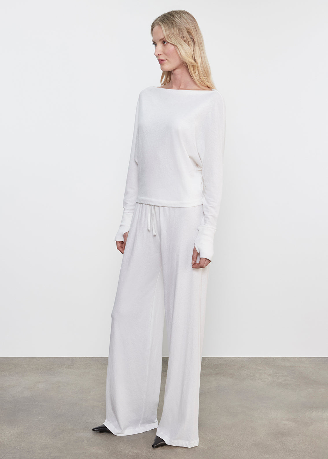 CASHMERE DOLMAN TOP IN WHITE - Romi Boutique