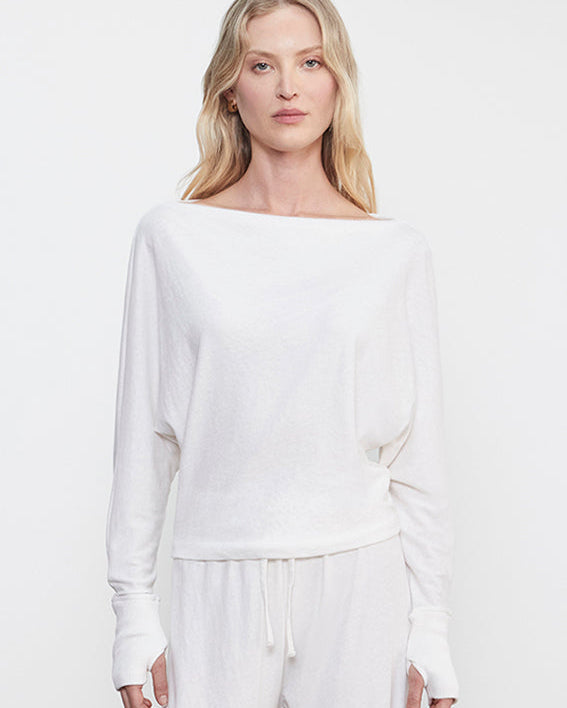 CASHMERE DOLMAN TOP IN WHITE - Romi Boutique