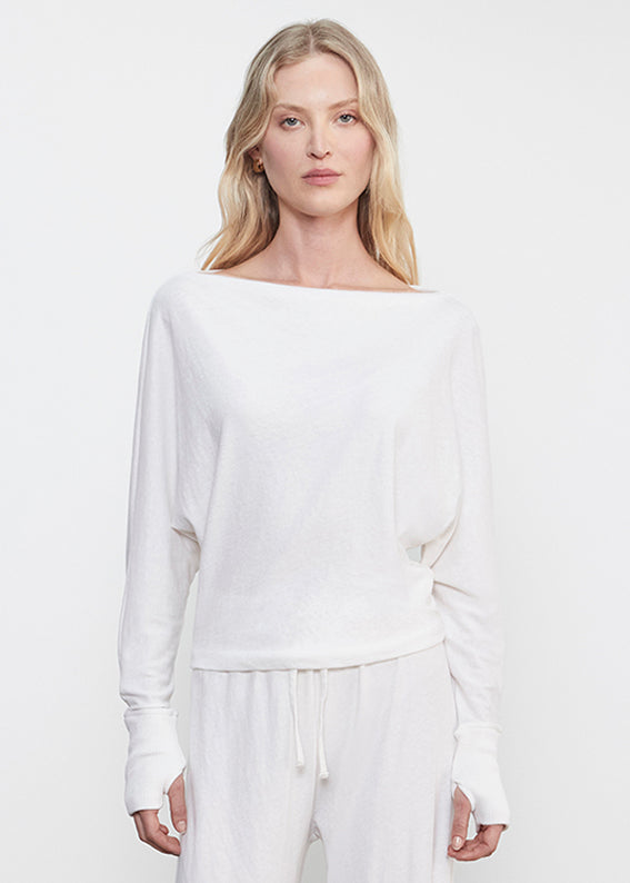 CASHMERE DOLMAN TOP IN WHITE - Romi Boutique