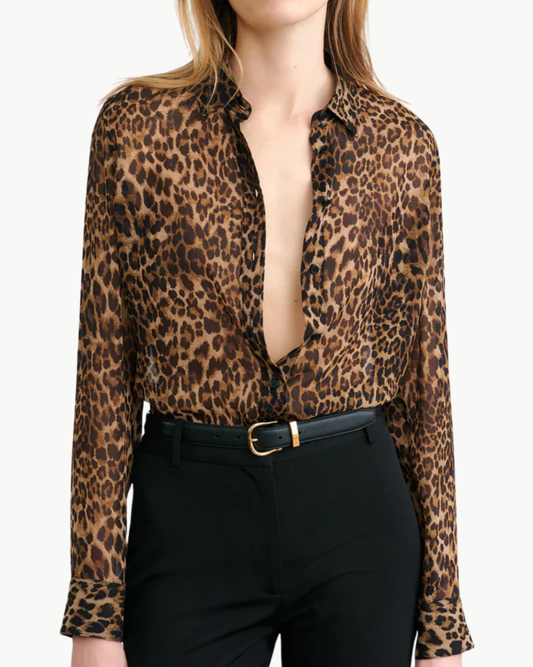 GAIA SLIM SHIRT IN VINTAGE LEOPARD PRINT
