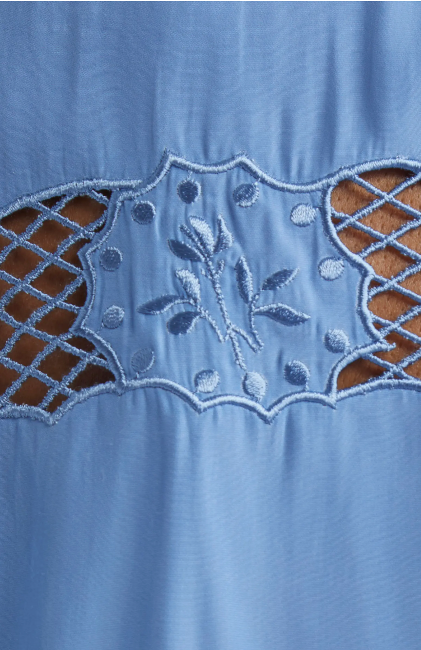 DAISY V-NECK EMBROIDERED TANK TOP IN CORNFLOWER - Romi Boutique