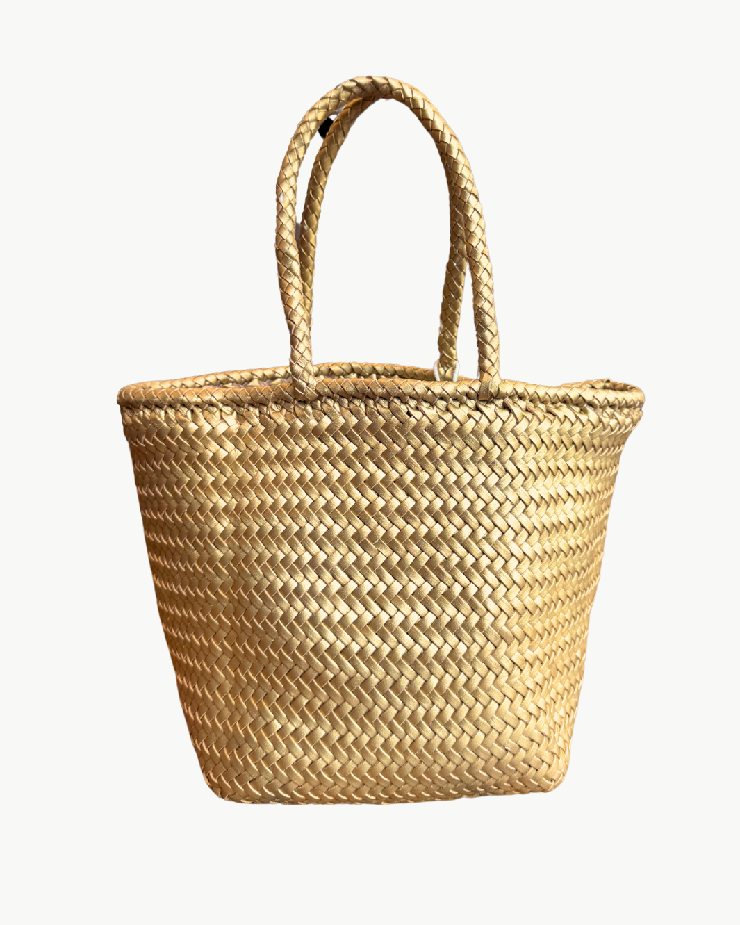 Dragon Diffusion GRACE BASKET SMALL IN GOLD at Romi Boutique